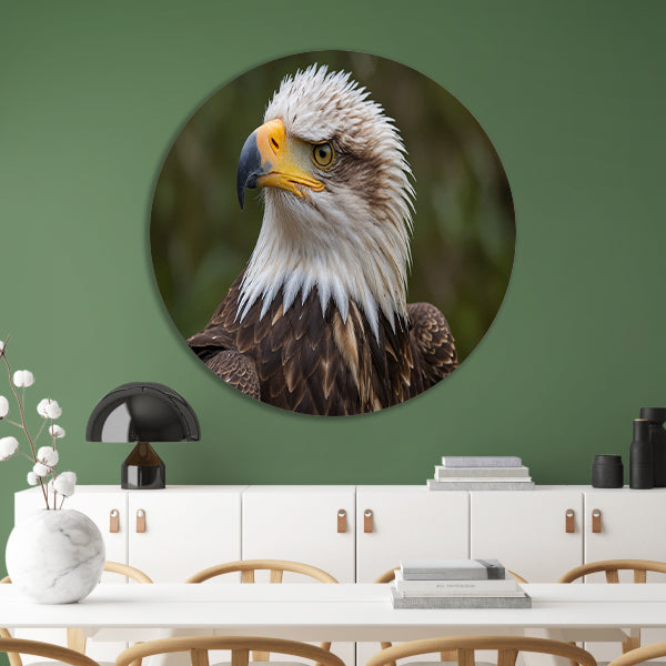 Gedetailleerd portret van een majestueuze adelaar aluminium muurcirkel
