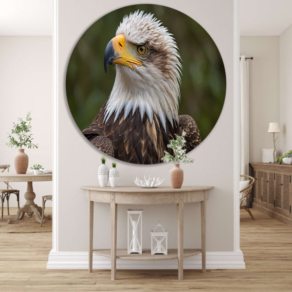 Gedetailleerd portret van een majestueuze adelaar aluminium muurcirkel