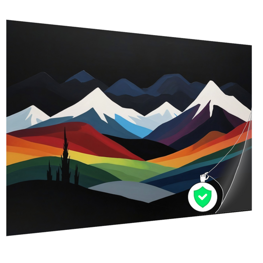 Kleurrijk Minimalistisch Berglandschap bij Nacht poster