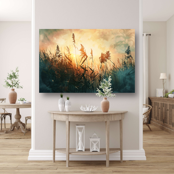 Betoverende Ochtendzon Tussen Het Riet poster
