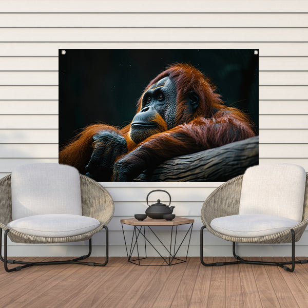 Serene Orang-oetan in Natuurlijke Rust tuinposter