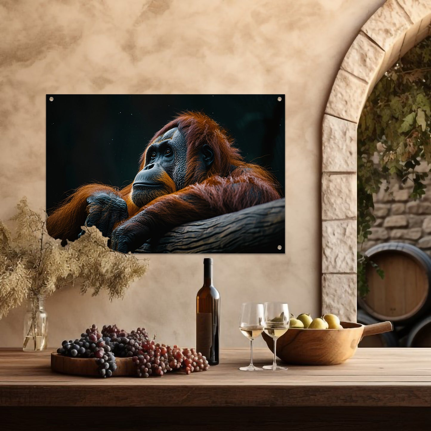 Serene Orang-oetan in Natuurlijke Rust tuinposter