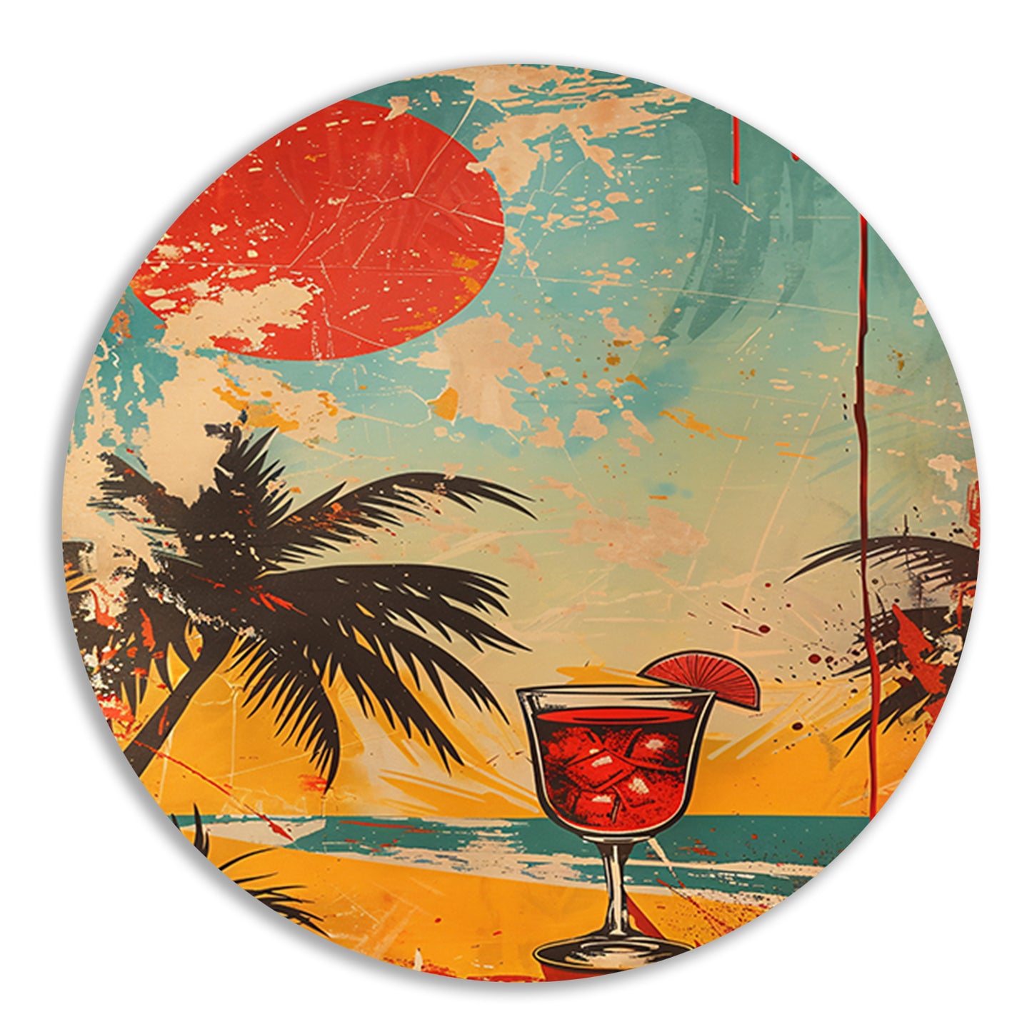 Popart cocktail met palmboom forex muurcirkel