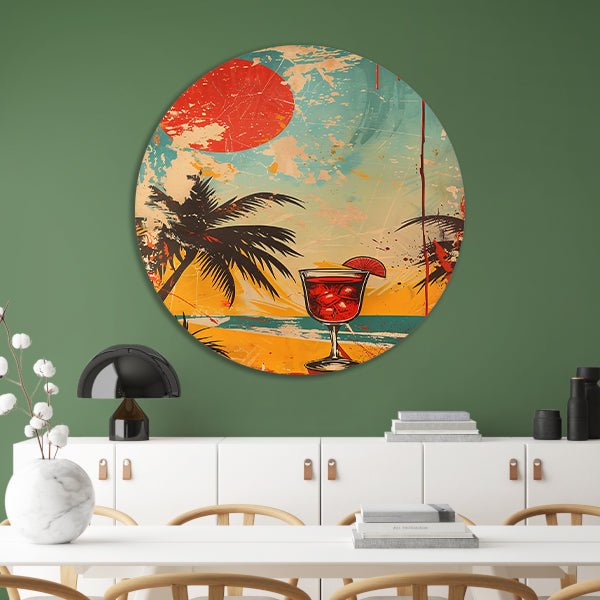 Popart cocktail met palmboom forex muurcirkel