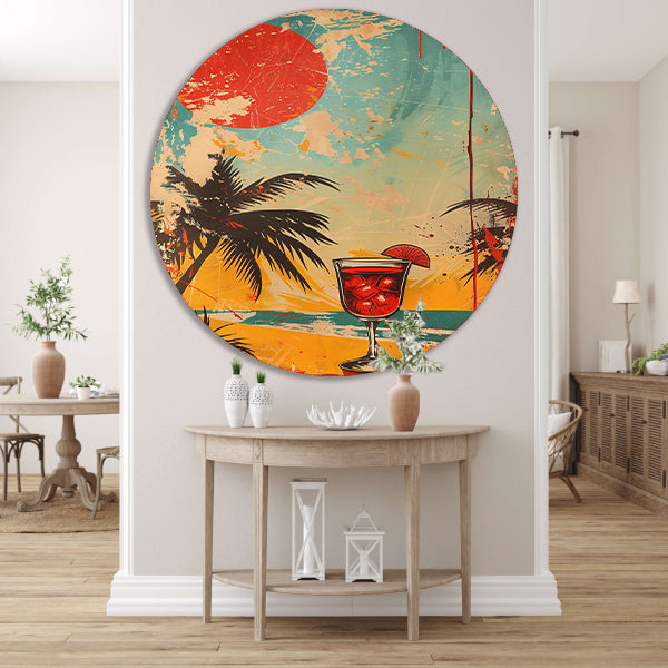 Popart cocktail met palmboom forex muurcirkel