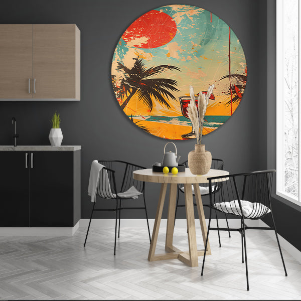 Popart cocktail met palmboom forex muurcirkel
