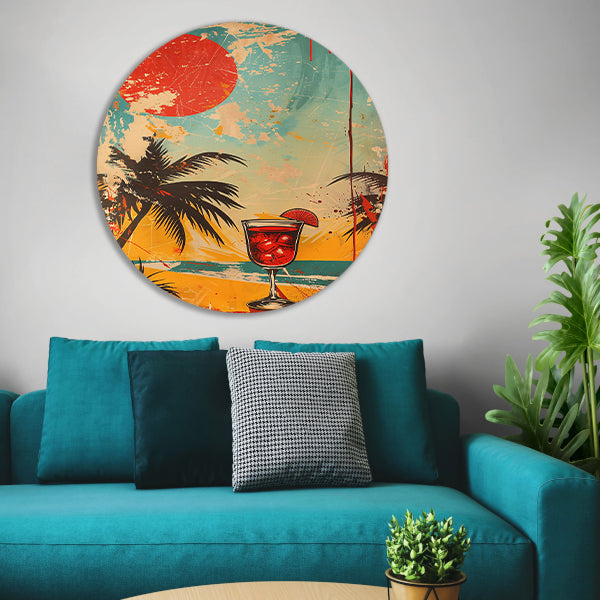 Popart cocktail met palmboom forex muurcirkel
