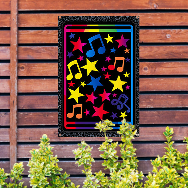 Kleurrijk Sterren en Muzikale Noten Explosie tuinposter