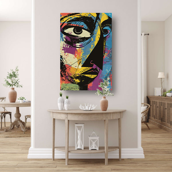 Abstract Kleurrijk Portret van Jean-Michel Basquiat canvas