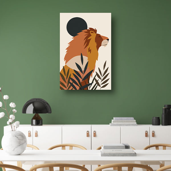 Majestueuze Leeuw en Planten in Muted Colors poster