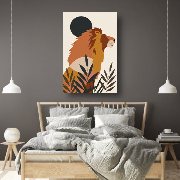 Majestueuze Leeuw en Planten in Muted Colors poster