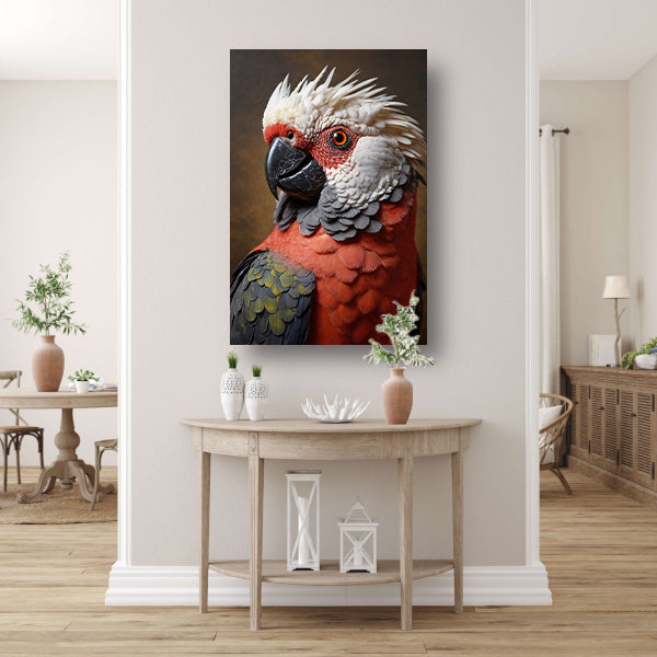 Red and White Parrot with Artistic Flare canvas