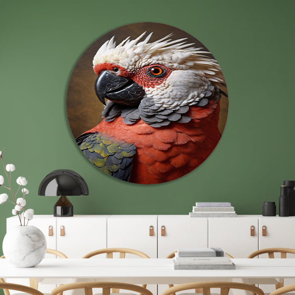 Red and White Parrot with Artistic Flare forex muurcirkel