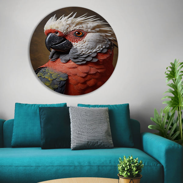Red and White Parrot with Artistic Flare forex muurcirkel