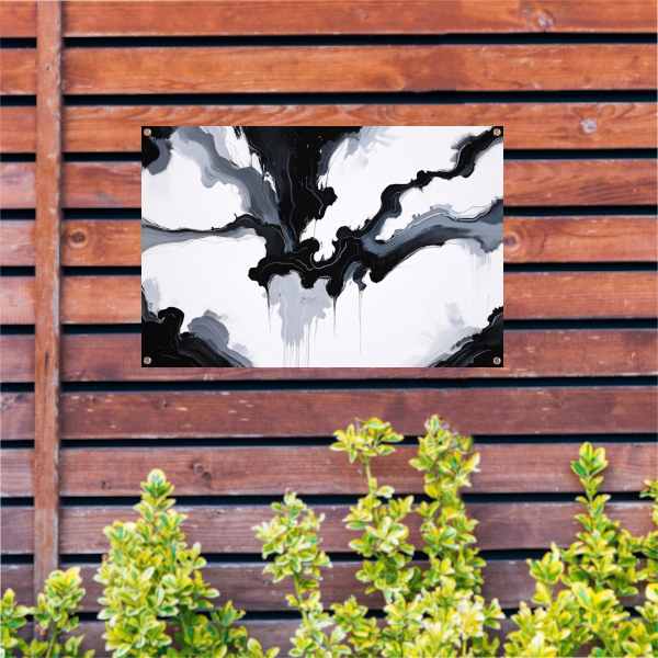 Monochrome Dynamiek in Zwart en Wit tuinposter