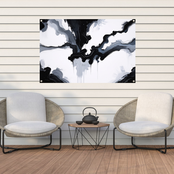 Monochrome Dynamiek in Zwart en Wit tuinposter
