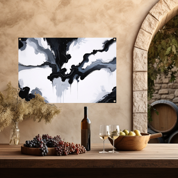 Monochrome Dynamiek in Zwart en Wit tuinposter