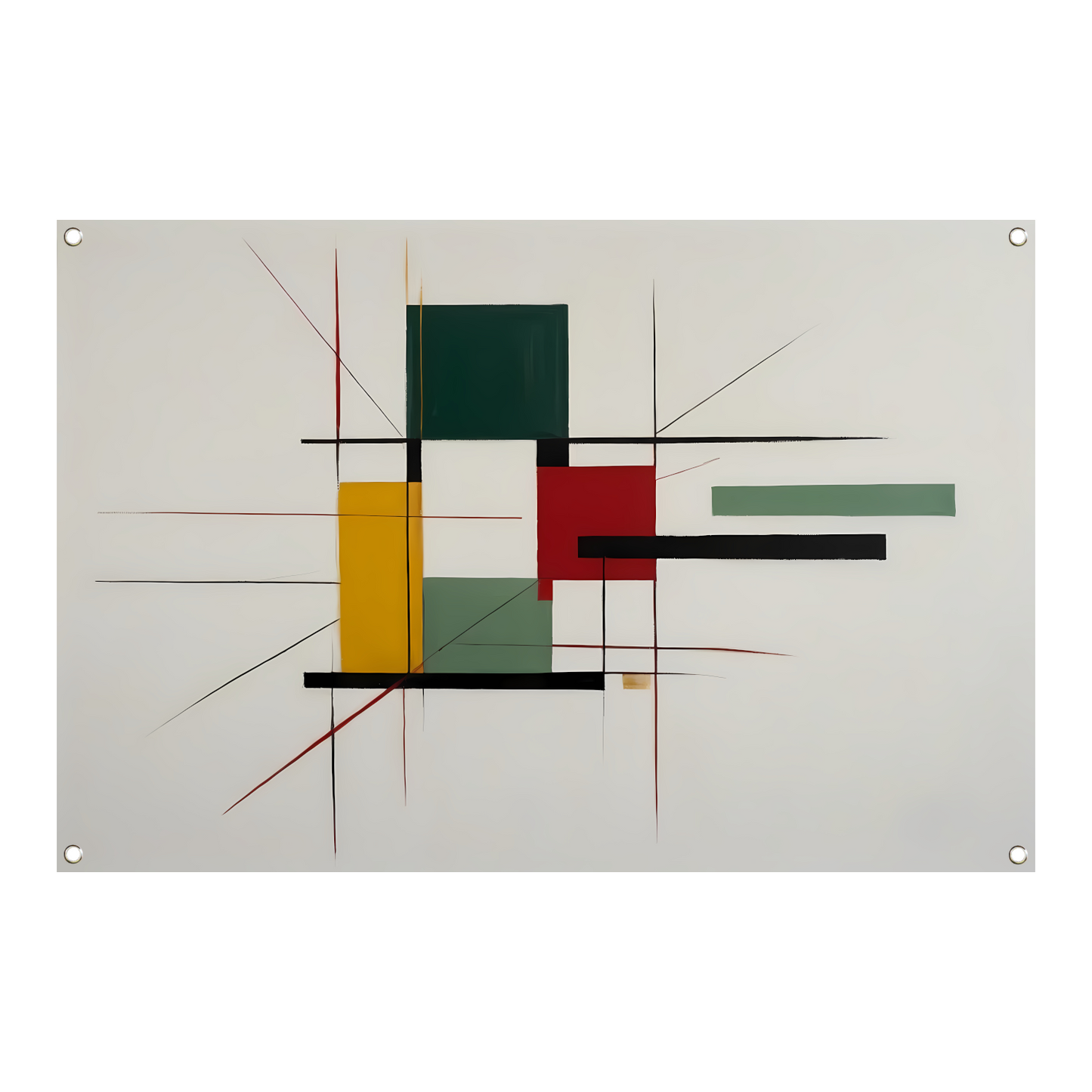 Abstracte primaire kleuren en strakke lijnen tuinposter