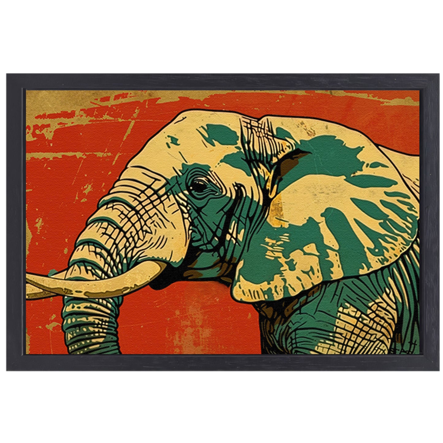 Kleurrijke moderne kunst olifant schilderij canvas met baklijst