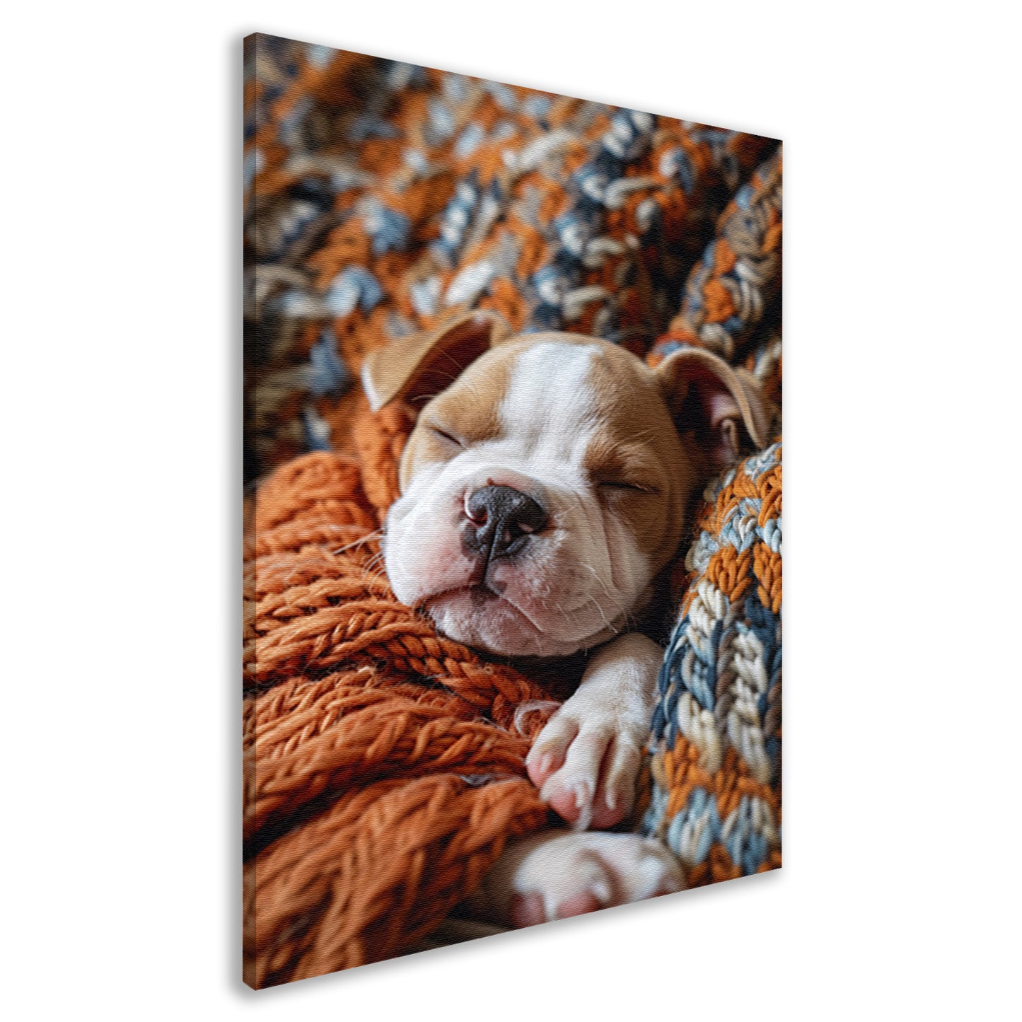 Bulldog Puppy Slaapt in Warme Deken canvas