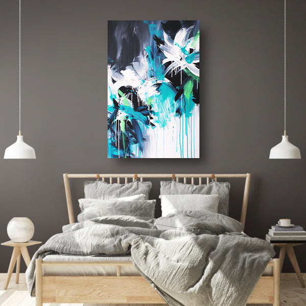 Abstract dynamisch kunstwerk met kleurrijke penseelstreken poster