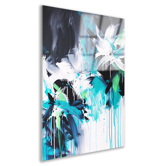 Abstract dynamisch kunstwerk met kleurrijke penseelstreken acrylglas