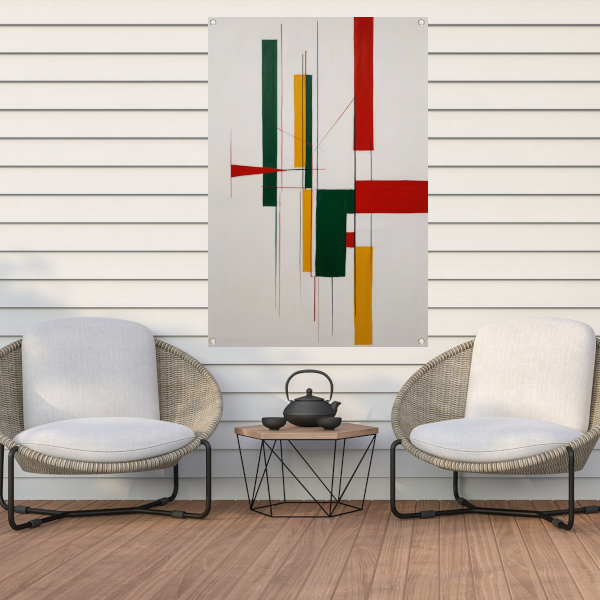Dynamische Abstractie met Primaire Kleuren tuinposter