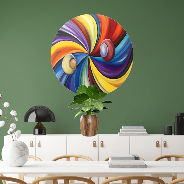 Dynamisch Universum van Abstracte Kleuren aluminium muurcirkel