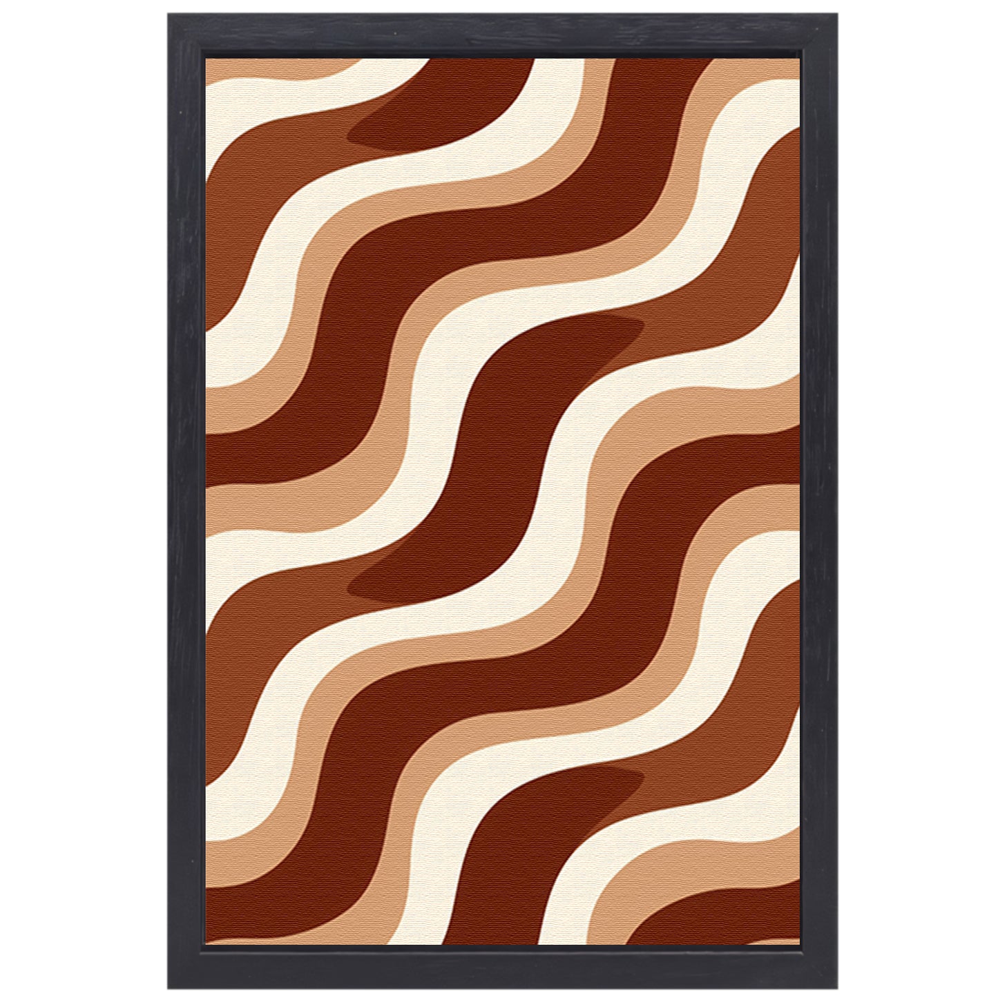 Abstracte golvende patronen in bruine tinten canvas met baklijst
