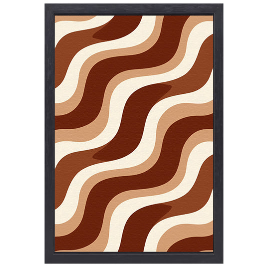 Abstracte golvende patronen in bruine tinten canvas met baklijst