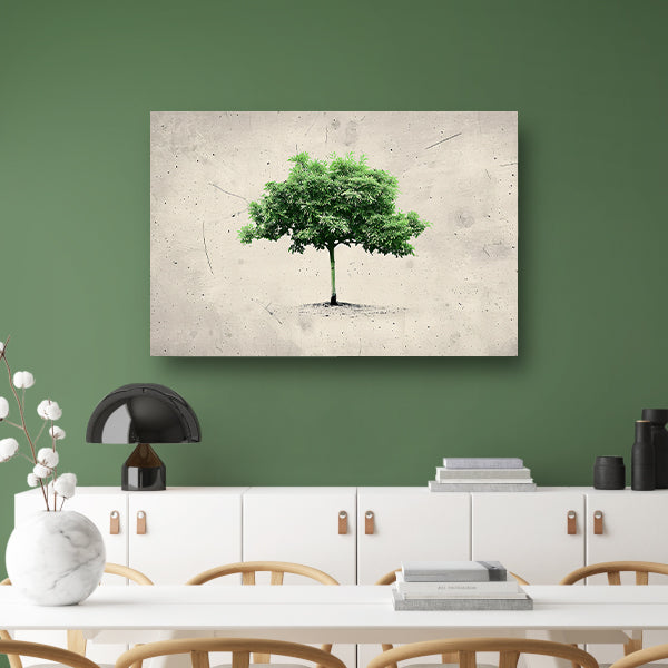 Realistische boom in minimalistische kunststijl poster