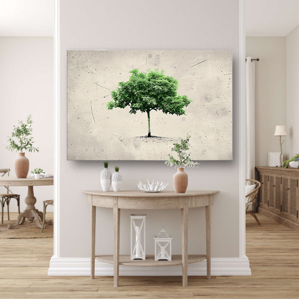 Realistische boom in minimalistische kunststijl poster