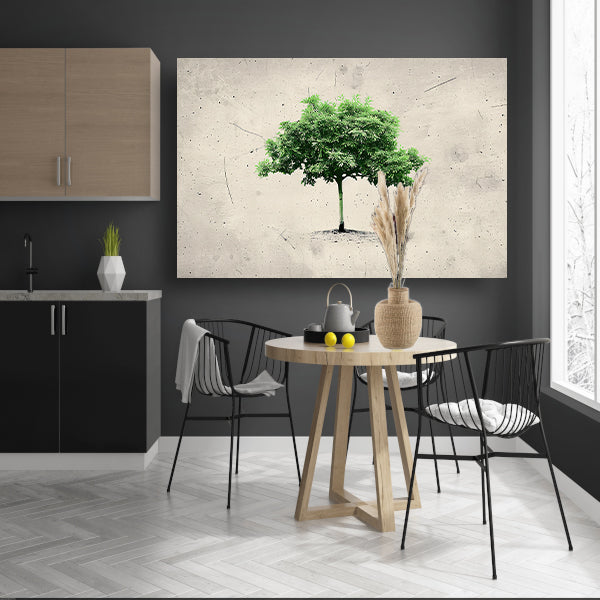Realistische boom in minimalistische kunststijl poster