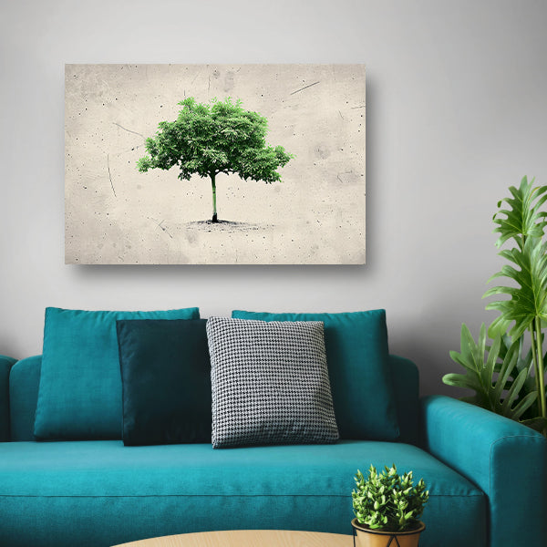 Realistische boom in minimalistische kunststijl poster