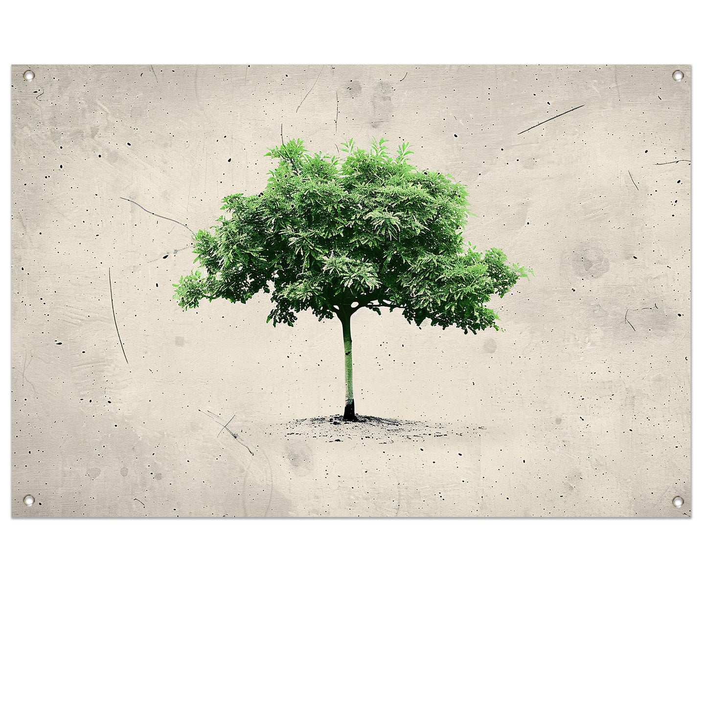 Realistische boom in minimalistische kunststijl tuinposter