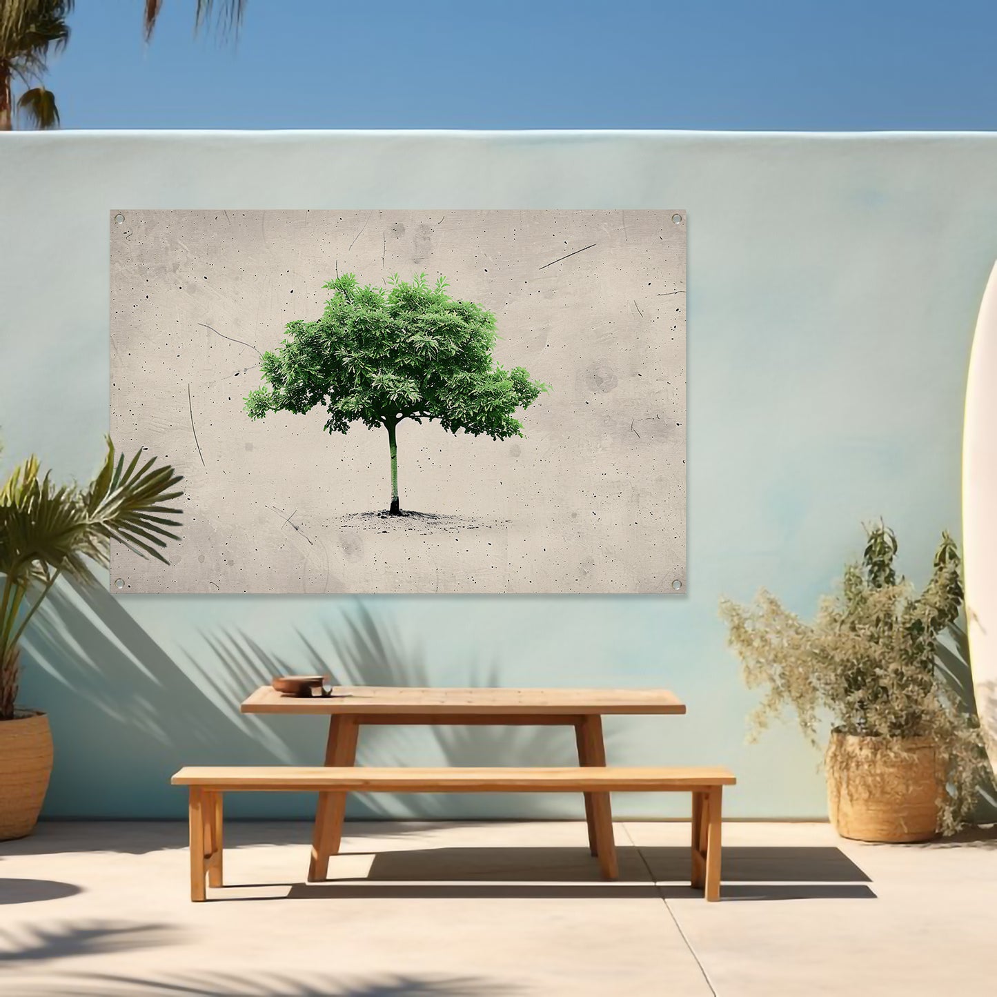 Realistische boom in minimalistische kunststijl tuinposter