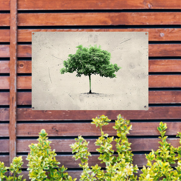 Realistische boom in minimalistische kunststijl tuinposter