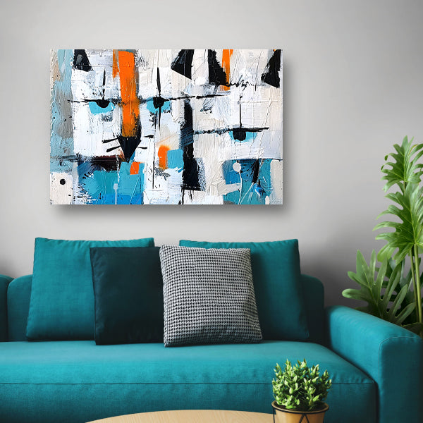 Abstracte katten in levendige kleuren poster
