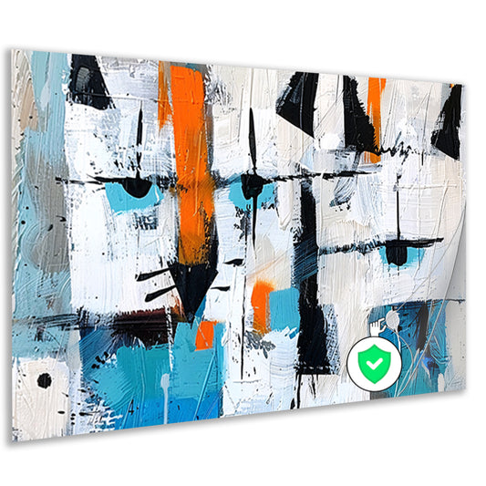 Abstracte katten in levendige kleuren poster