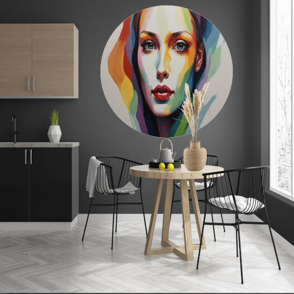 Kleurrijke Vrouwelijke Gratie in Moderne Kunst forex muurcirkel