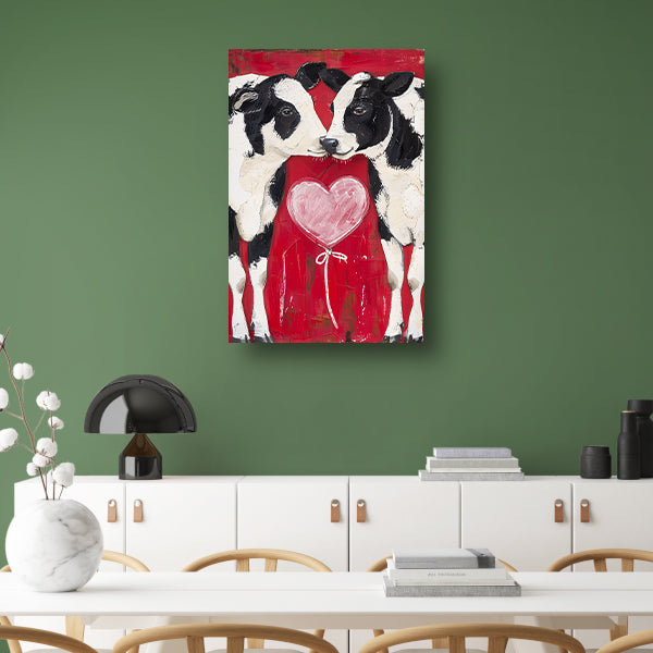 Twee Koeien en een Hartvormige Ballon canvas