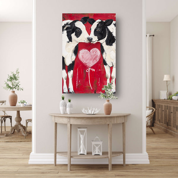 Twee Koeien en een Hartvormige Ballon canvas