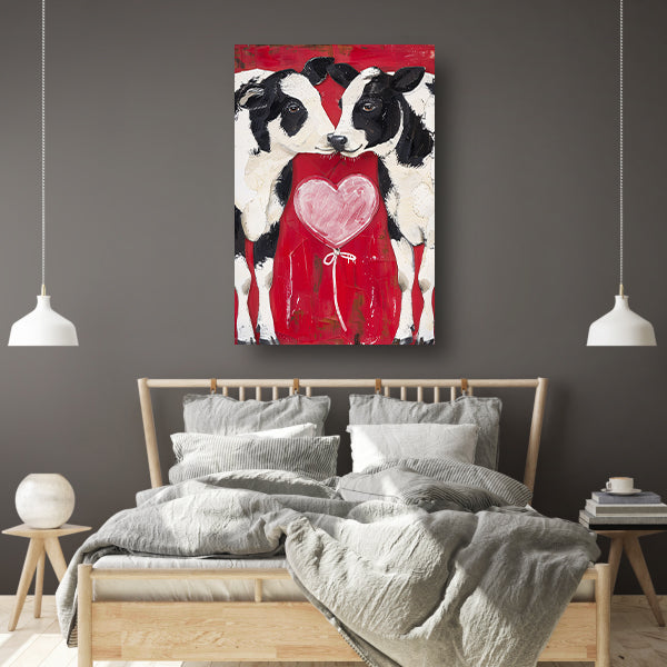 Twee Koeien en een Hartvormige Ballon canvas