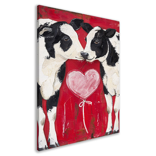 Twee Koeien en een Hartvormige Ballon canvas
