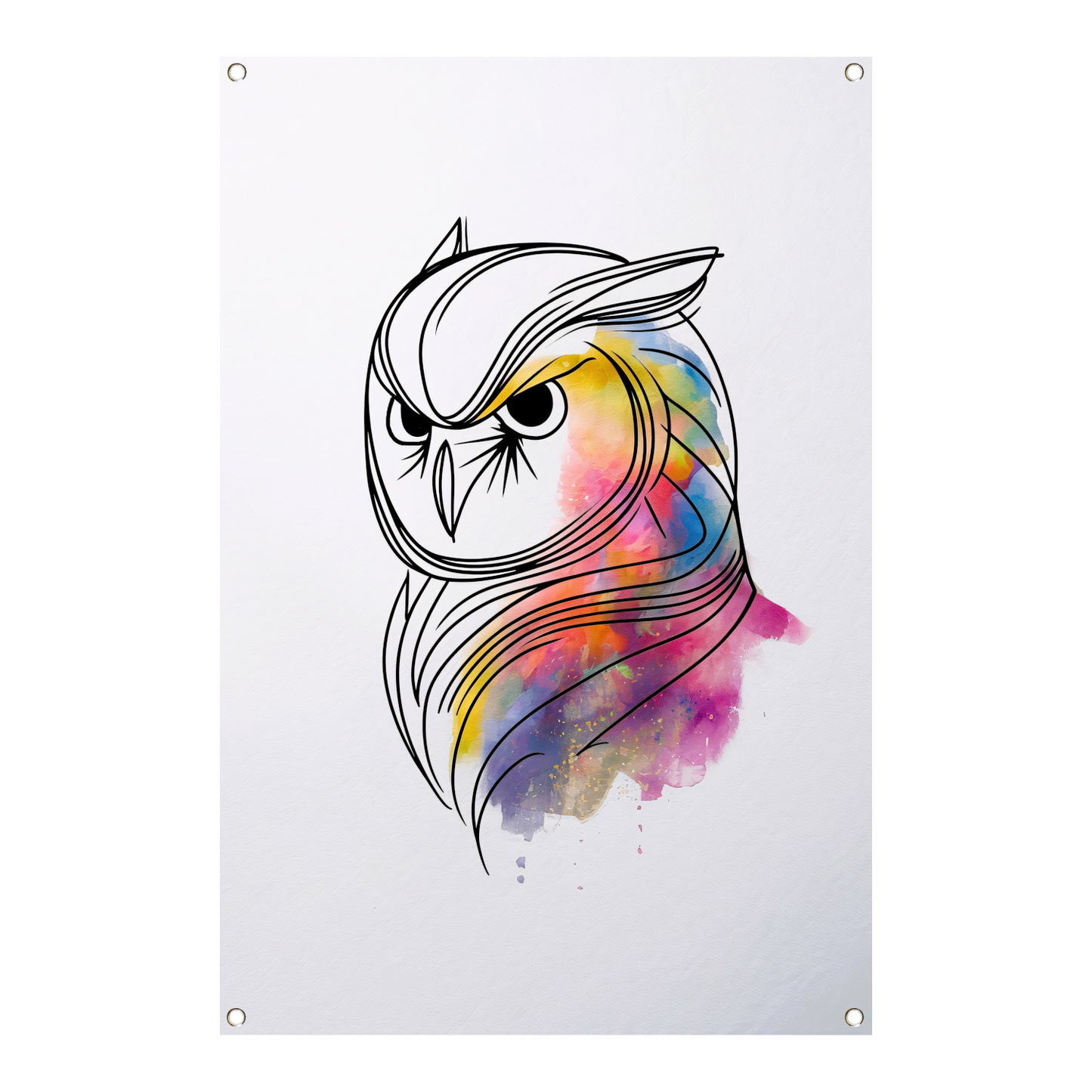 Abstracte Kleurrijke Uil in Lijnkunst tuinposter