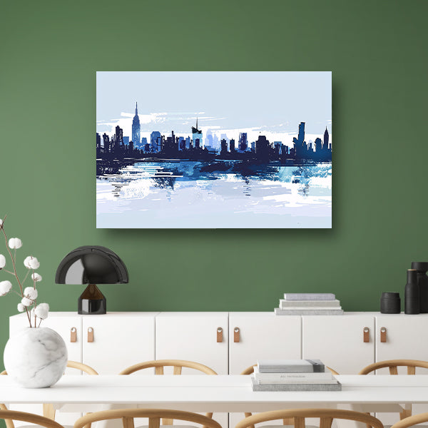 Abstracte skyline met water weerspiegeling poster