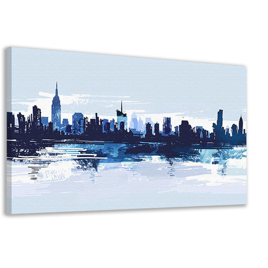 Abstracte skyline met water weerspiegeling canvas