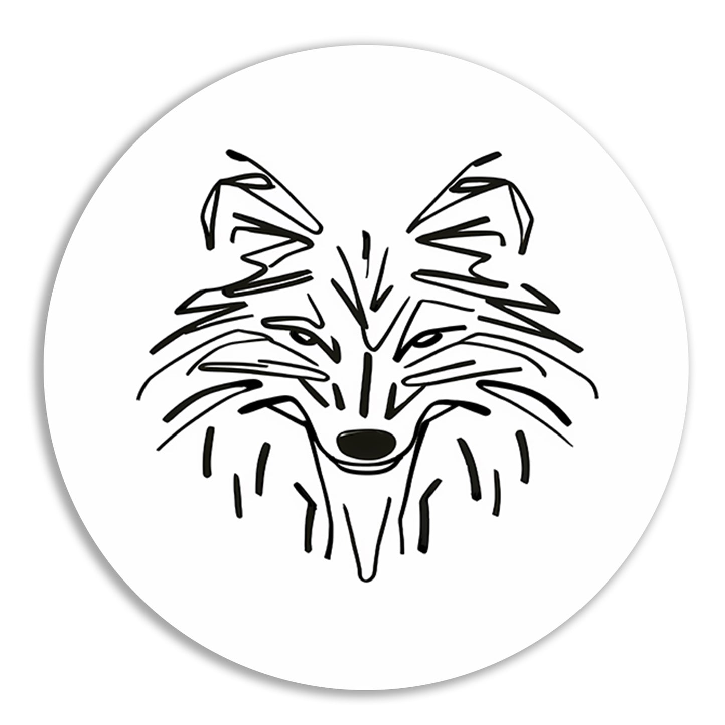 Abstracte Zwart-Witte Vos Lijntekening forex muurcirkel