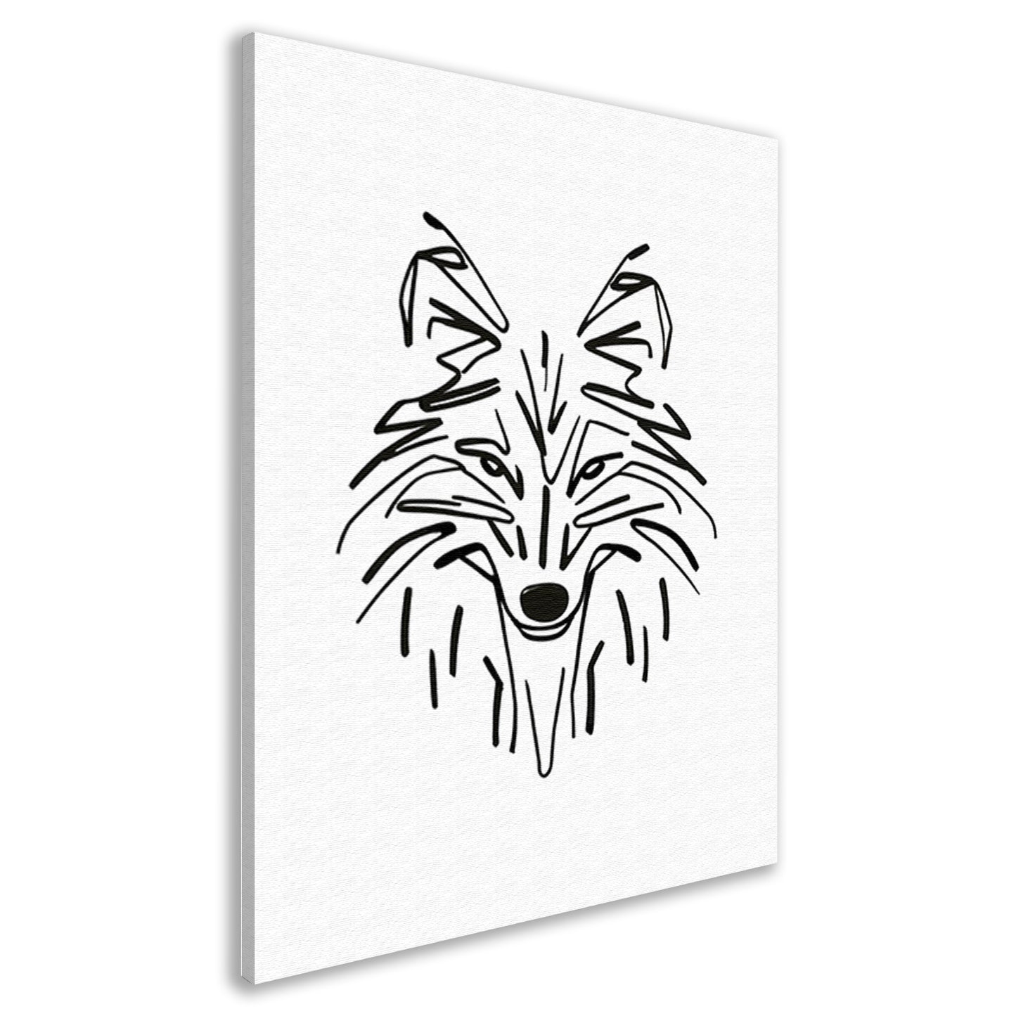 Abstracte Zwart-Witte Vos Lijntekening canvas