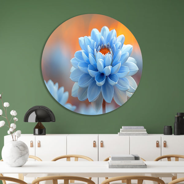 Impressionistische blauwe bloem forex muurcirkel